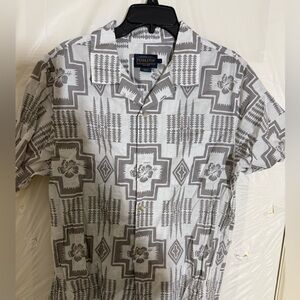 Pendleton White and Gray Geometric Men's Shirt